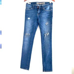 Sack's Women Low Rise Skinny Distressed Blue Jeans Size 27